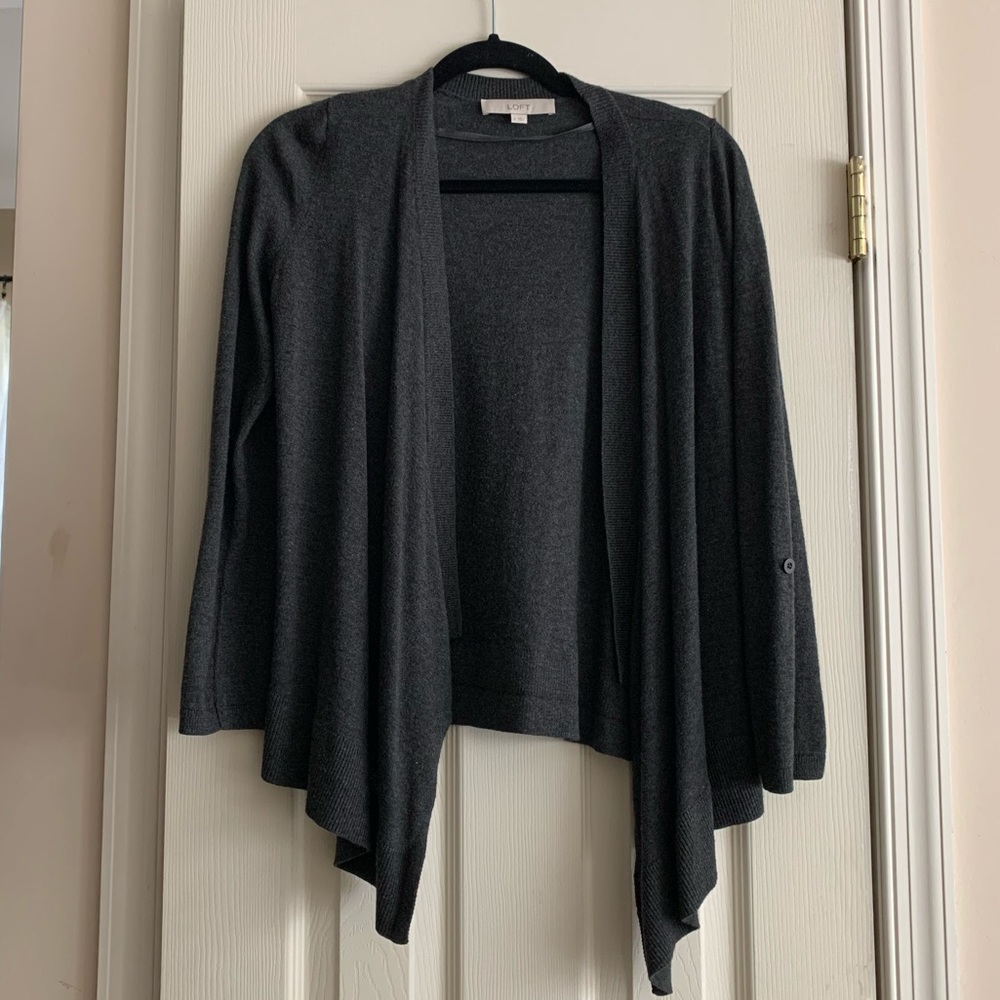 LOFT Open Sweater Cardigan -3/4 Adjustable Sleeves